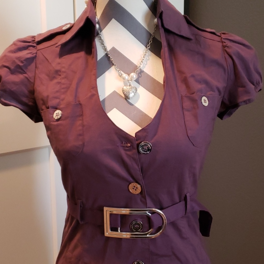 Annabelle Button up Purple dress - Picture 2 of 4